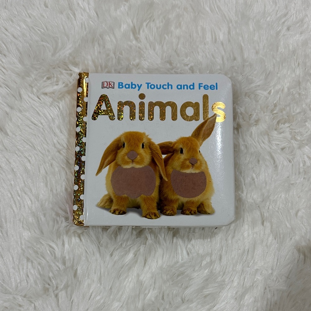 6/$20 Baby Touch and Feel Animals Book - Gold and White